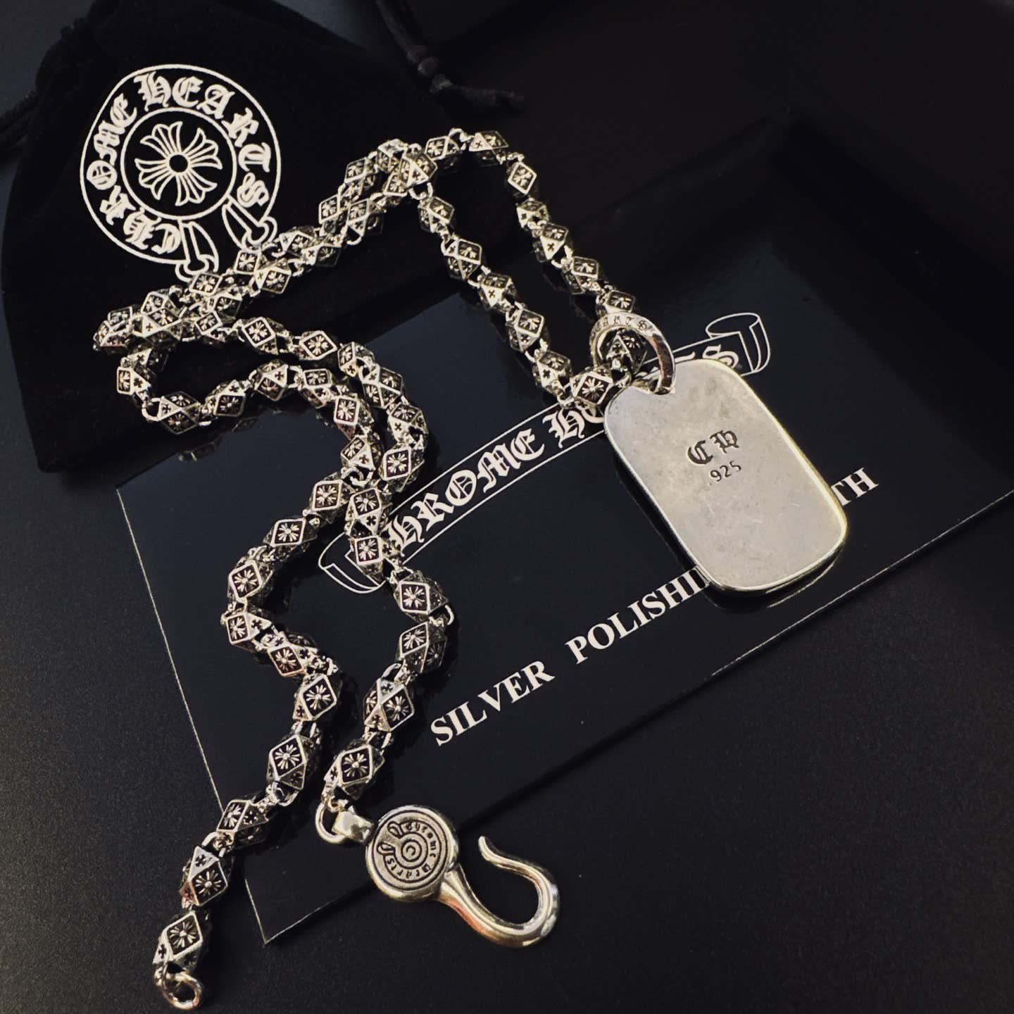 Chrome Hearts Silver Fleur-de-lis Tag Necklace